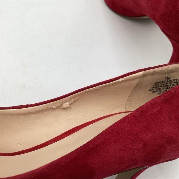 Nine West Women's Red Suede Bow Pumps Size 7M Party Heels - Picture 5 of 8